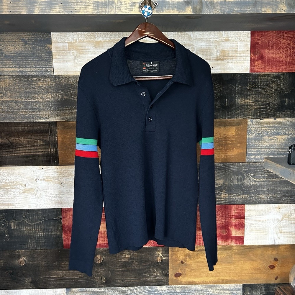 demetre ski sweater polo Striped All Wool XL Knit Longsleeve